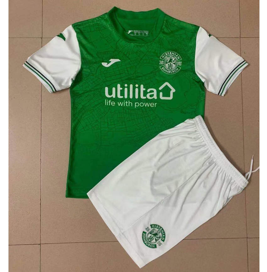 2021/22 Hibernian Kids Home Soccer Kits Shirt with Shorts